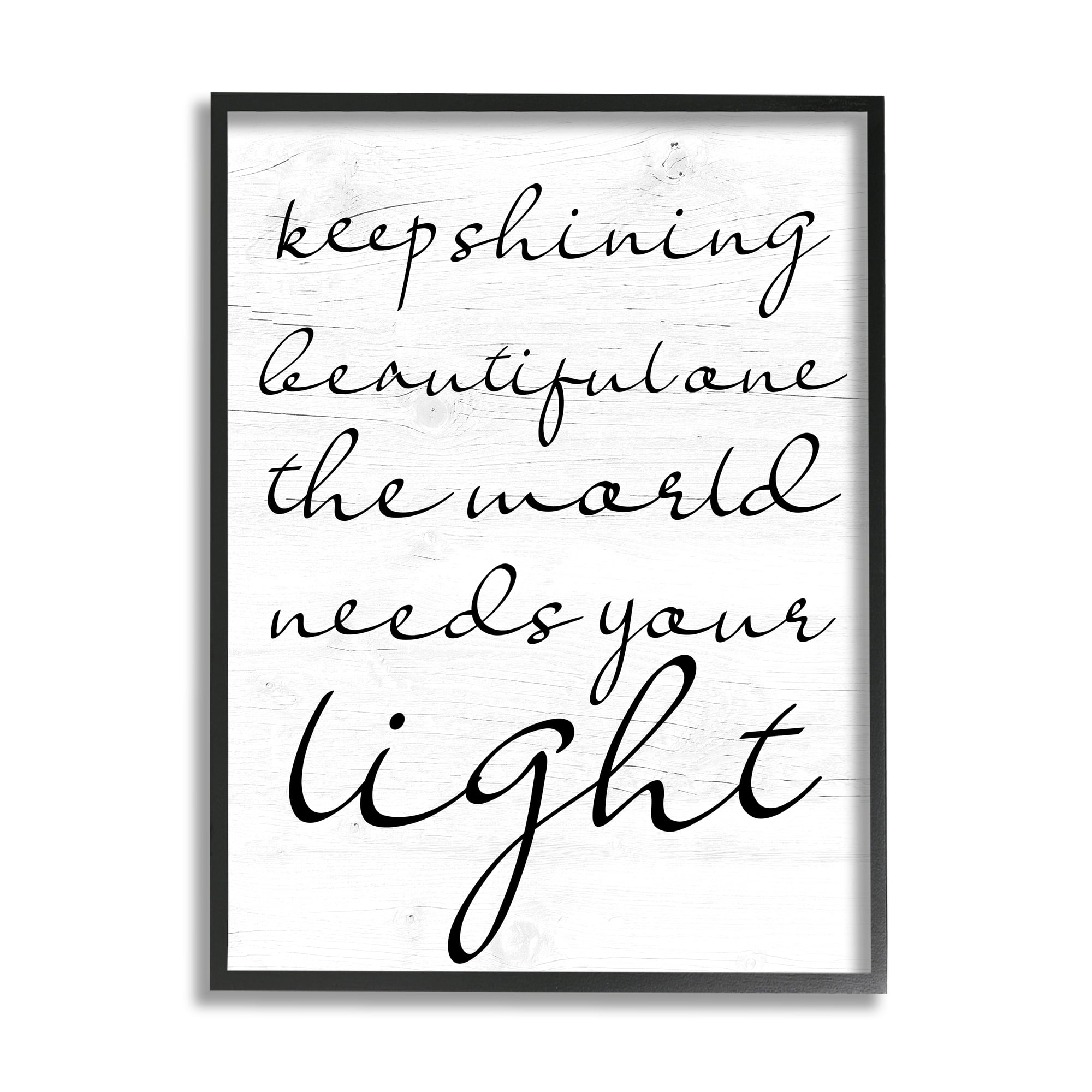 Stupell Keep Shining Beautiful One Phrase Inspirational Painting Black Framed Art Print Wall Art