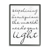 Stupell Keep Shining Beautiful One Phrase Inspirational Painting Black Framed Art Print Wall Art
