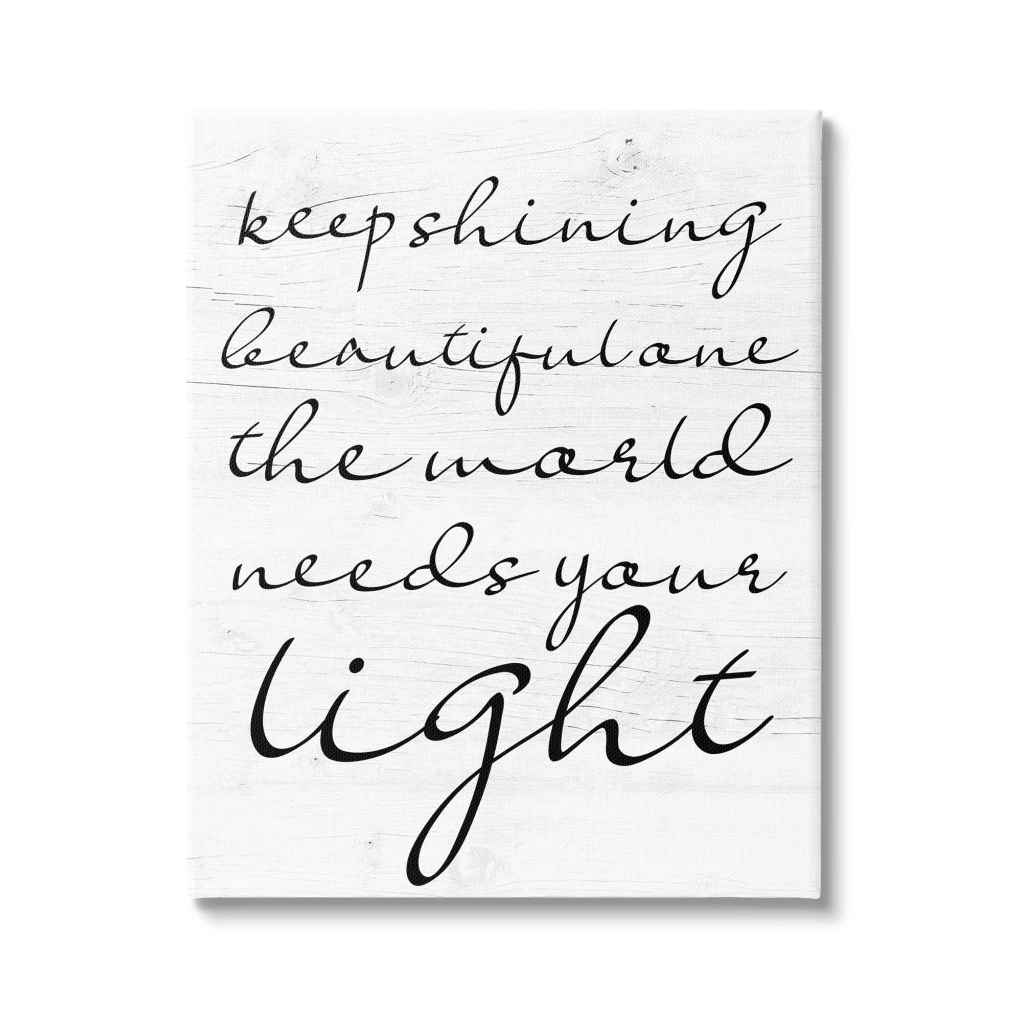 Keep Shining Beautiful One Black and White Wooden Canvas Wall Art