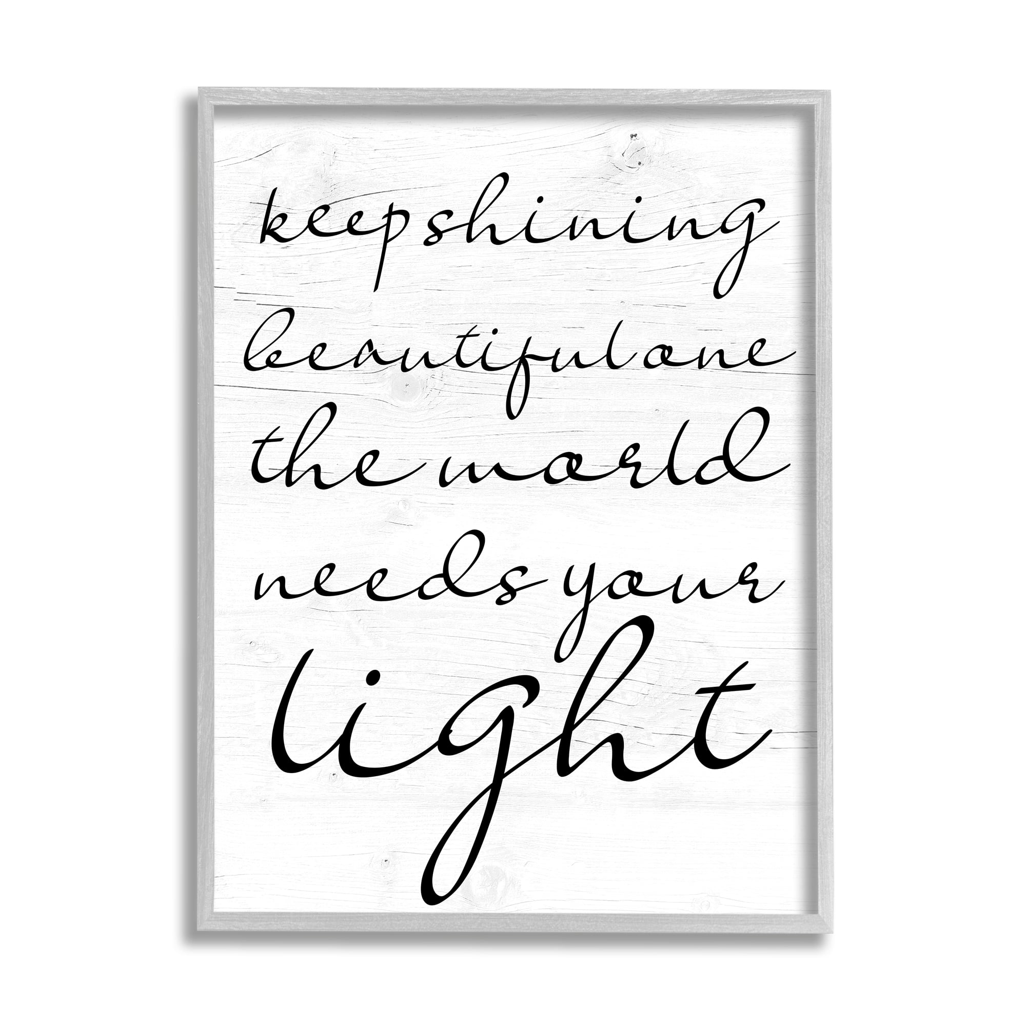 Stupell Keep Shining Beautiful One Phrase Inspirational Painting Gray Framed Art Print Wall Art