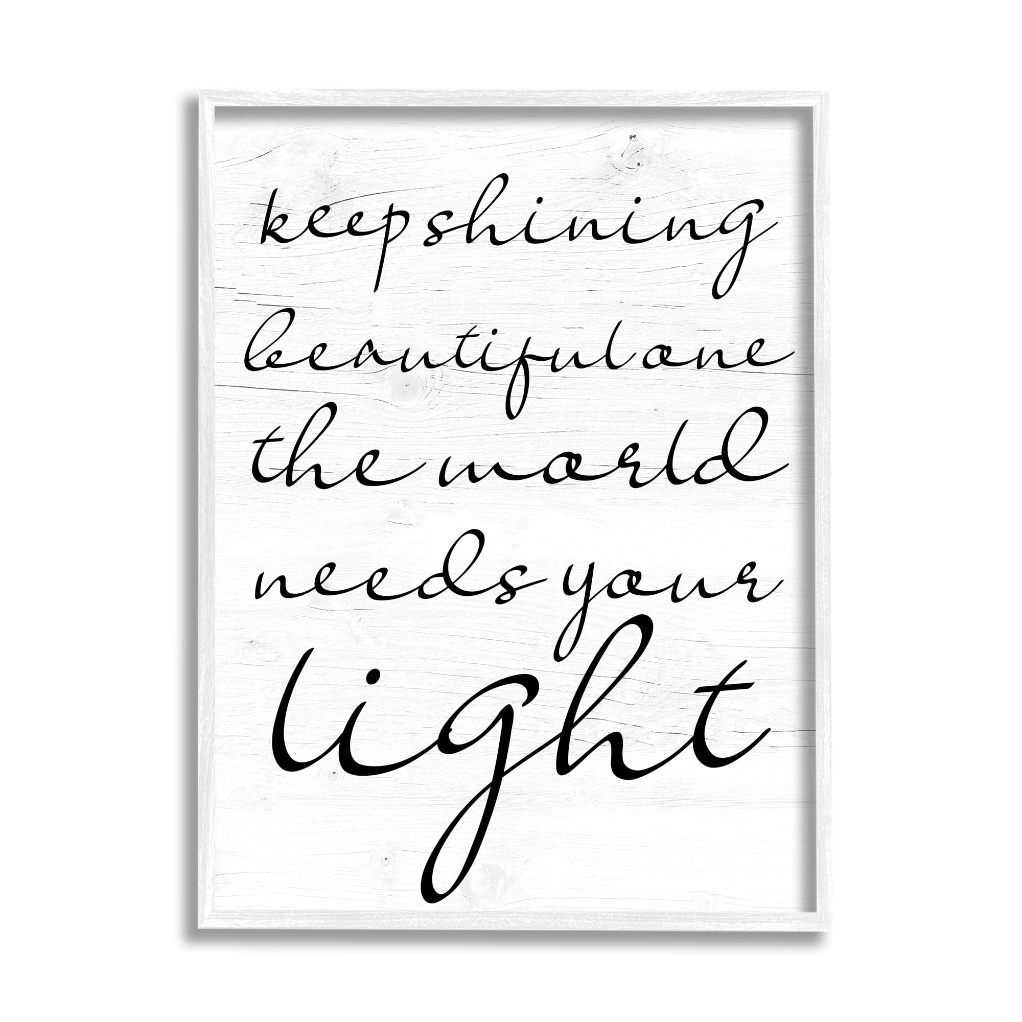 Stupell Keep Shining Beautiful One Phrase Inspirational Painting White Framed Art Print Wall Art