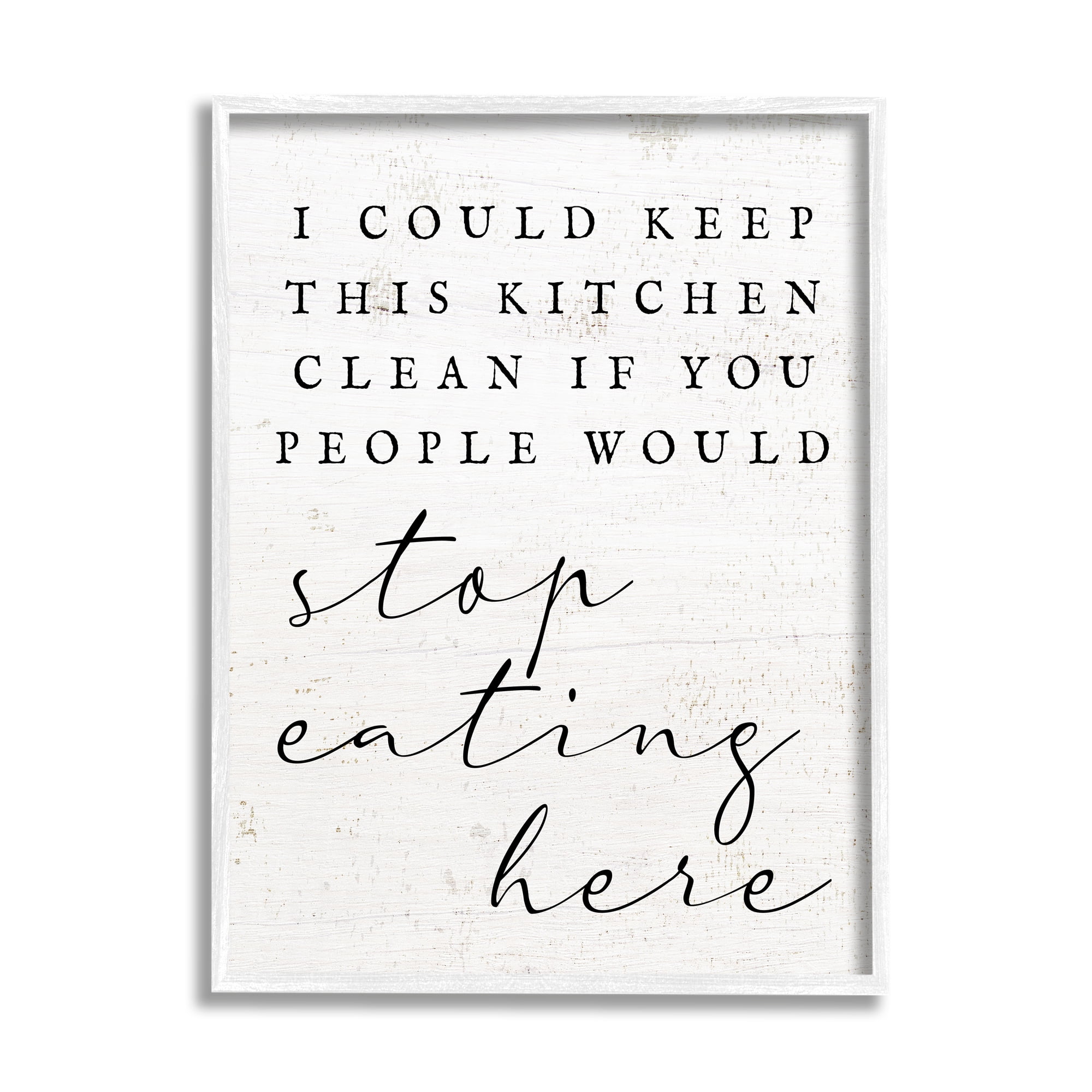 Stupell Keep This Kitchen Clean Funny Phrase Food & Beverage Painting White Framed Art Print Wall Art