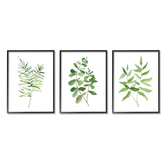 Stupell Kitchen Herb Bunches Botanicals Botanical & Floral Painting Black Framed Art Print Wall Art, Set of 3