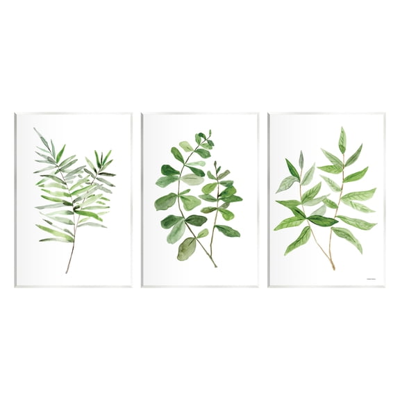 Stupell Kitchen Herb Bunches Botanicals Botanical & Floral Painting Wall Plaque Unframed Art Print Wall Art, Set of 3