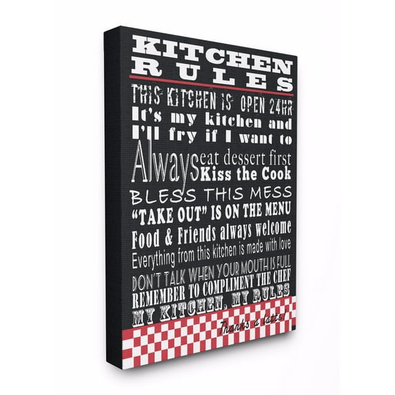 Stupell Kitchen Rules Black Wall Art 30x40