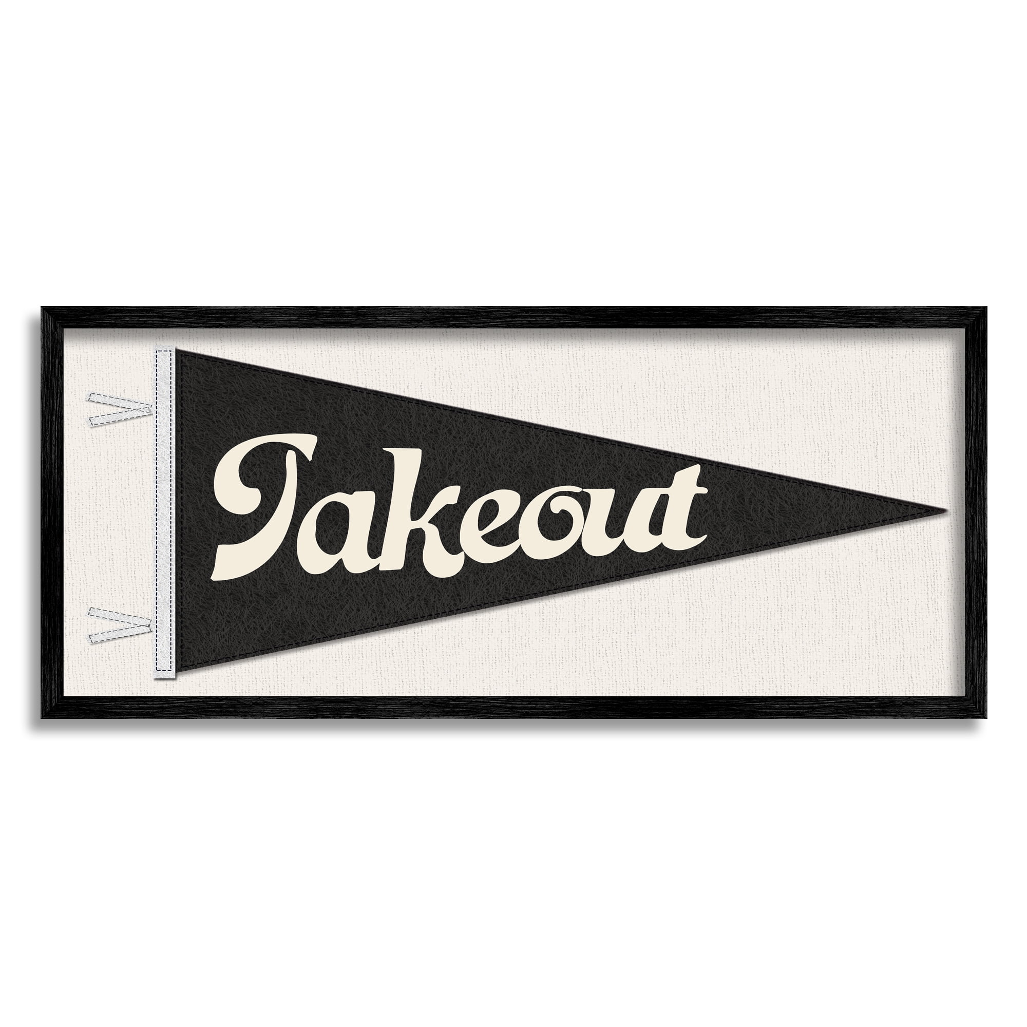Stupell Kitchen Takeout Pennant Banner Shape Food & Beverage Painting Black Framed Art Print Wall Art