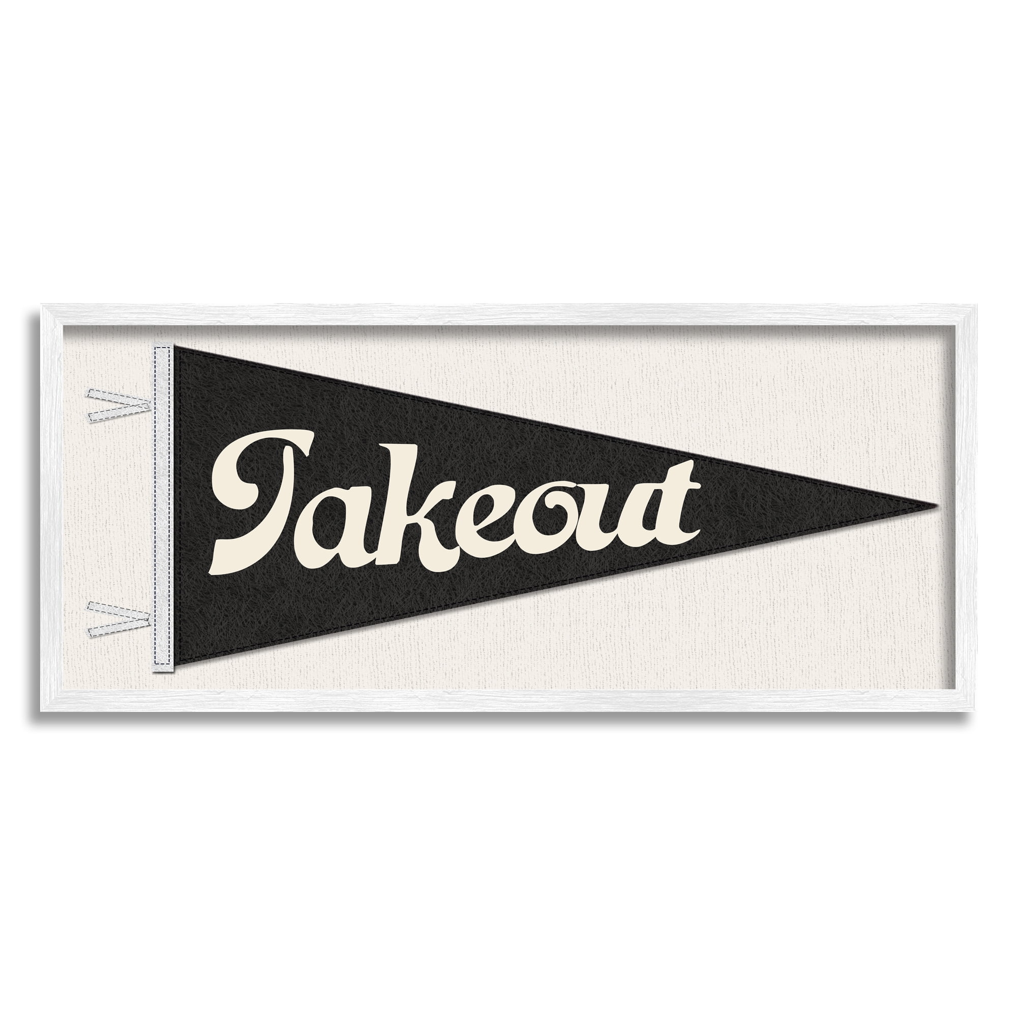Stupell Kitchen Takeout Pennant Banner Shape Food & Beverage Painting White Framed Art Print Wall Art