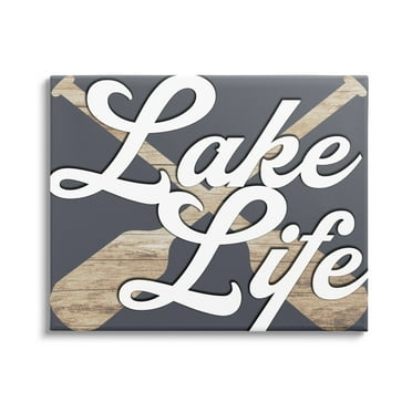 Stupell Lake Life Crossed Boating Oars Landscape Painting Gallery Wrapped Canvas Print Wall Art