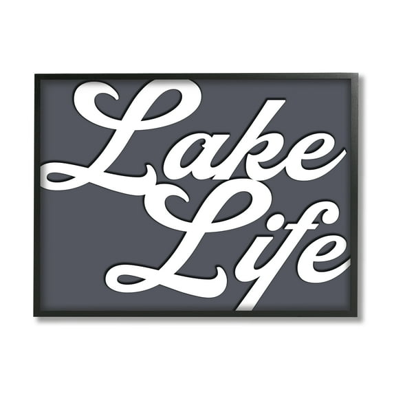 Stupell Lake Life Nautical Phrase Landscape Painting Black Framed Art Print Wall Art
