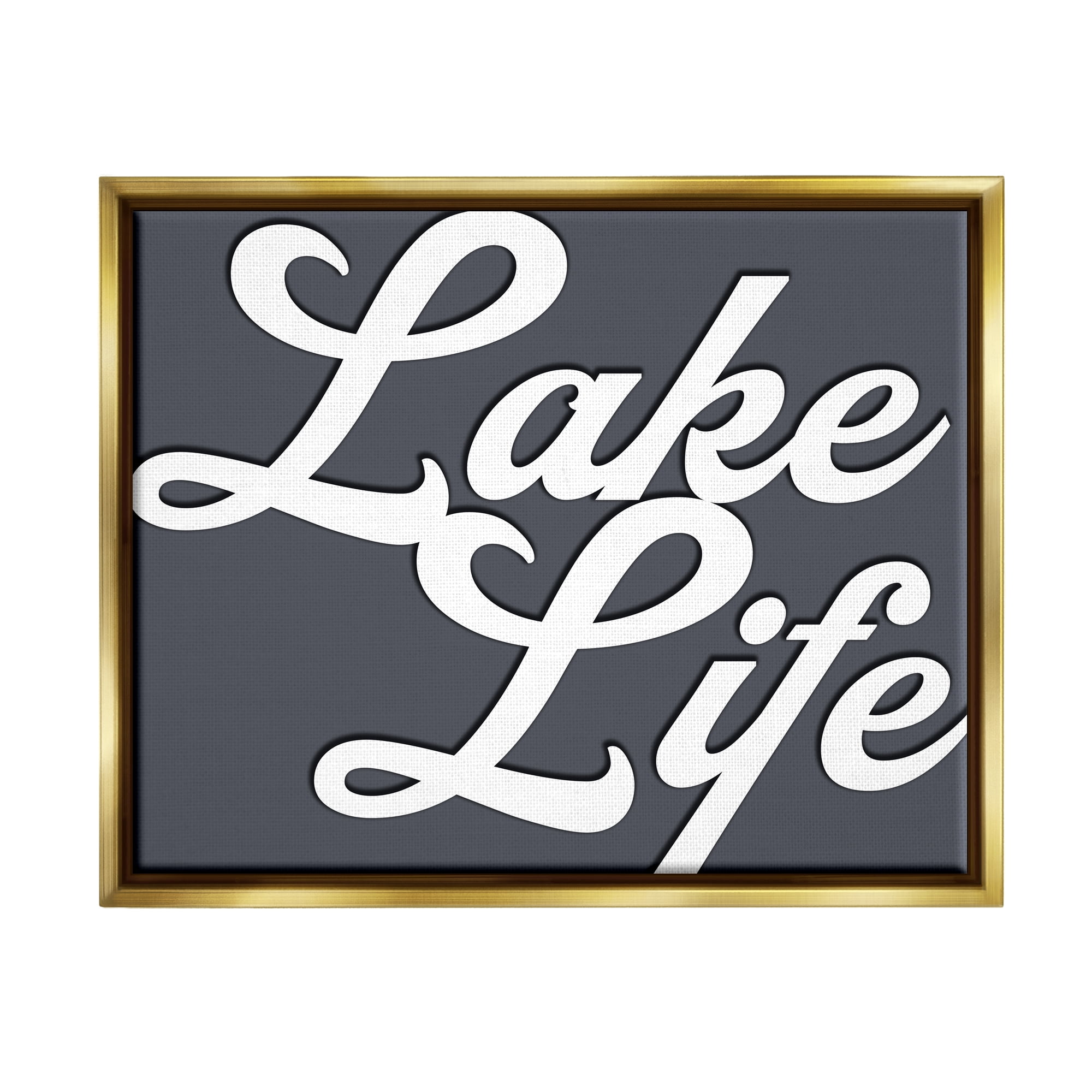 Stupell Lake Life Nautical Phrase Landscape Painting Gold Floater Framed Art Print Wall Art