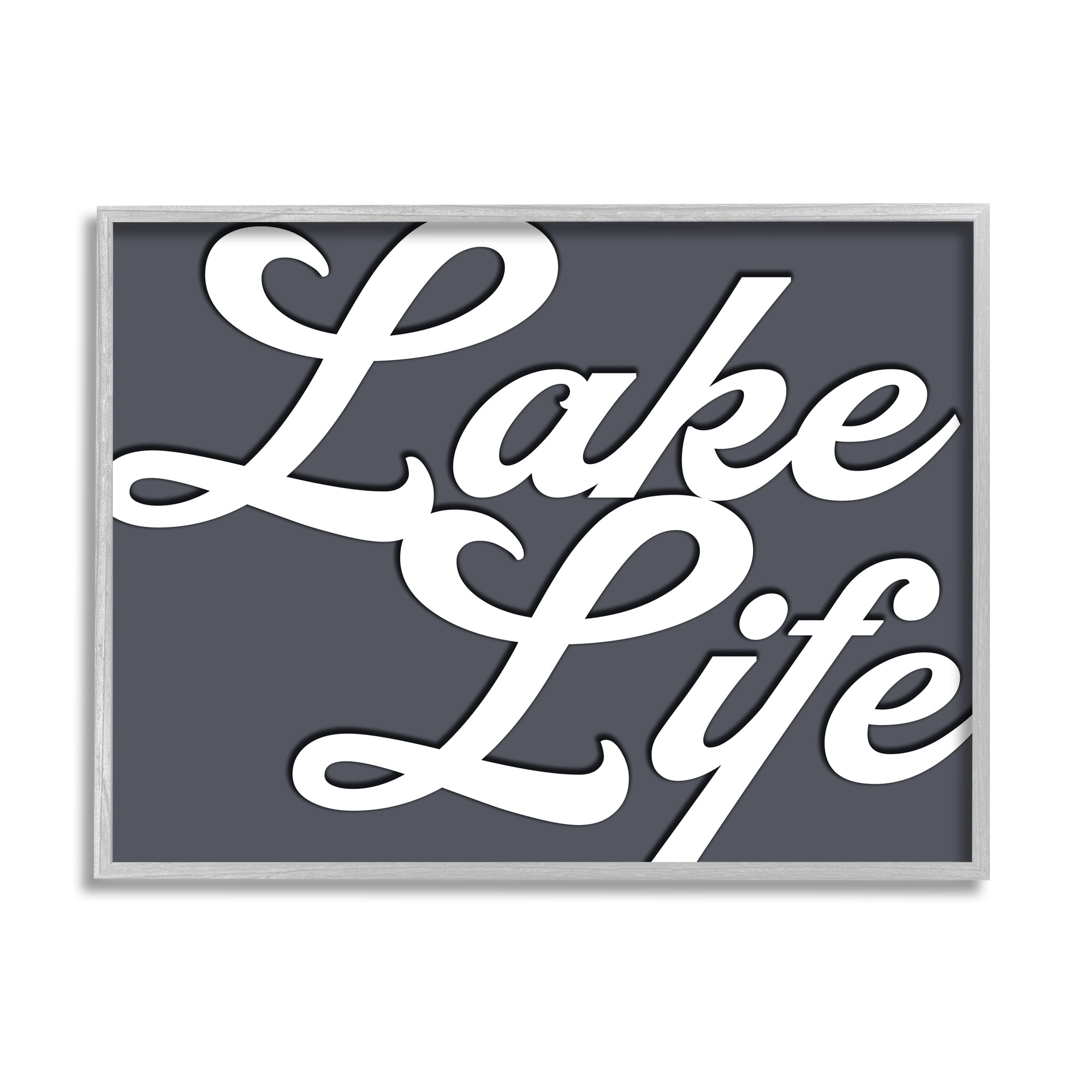 Stupell Lake Life Nautical Phrase Landscape Painting Gray Framed Art Print Wall Art