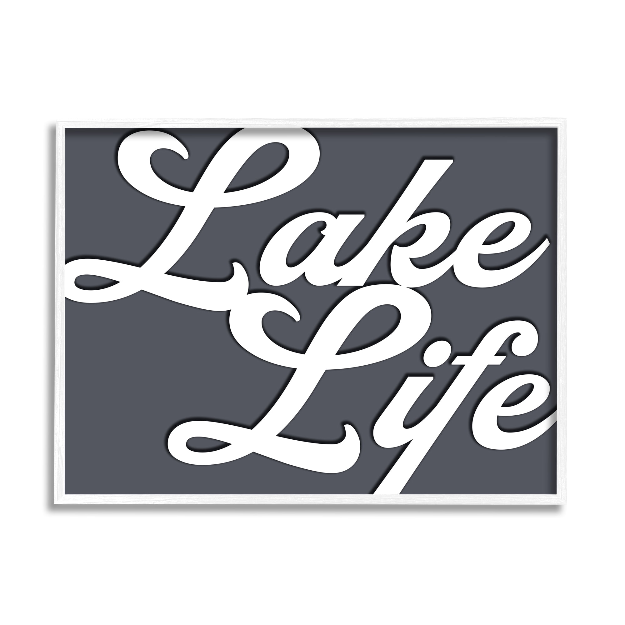 Stupell Lake Life Nautical Phrase Landscape Painting White Framed Art Print Wall Art
