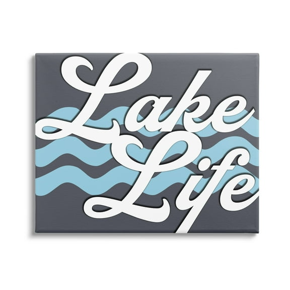 Stupell Lake Life Water Waves Phrase Landscape Painting Gallery Wrapped Canvas Print Wall Art