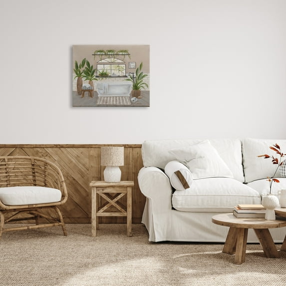 Stupell Lather Rinse Soak Bathroom Greenery Typography Painting Gallery Wrapped Canvas Print Wall Art