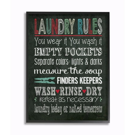 Stupell Laundry Rules Chalkboard Bathroom Wall Art 11x14