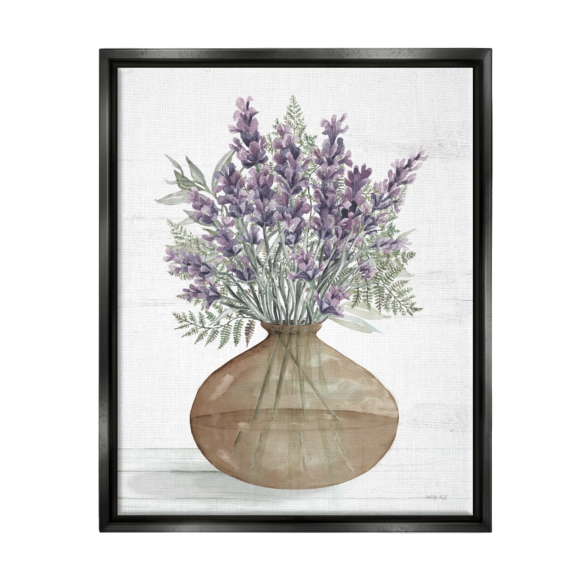 Stupell Lavender & Fern Herbs Bouquet Botanical & Floral Painting Black Floater Framed Art Print Wall Art
