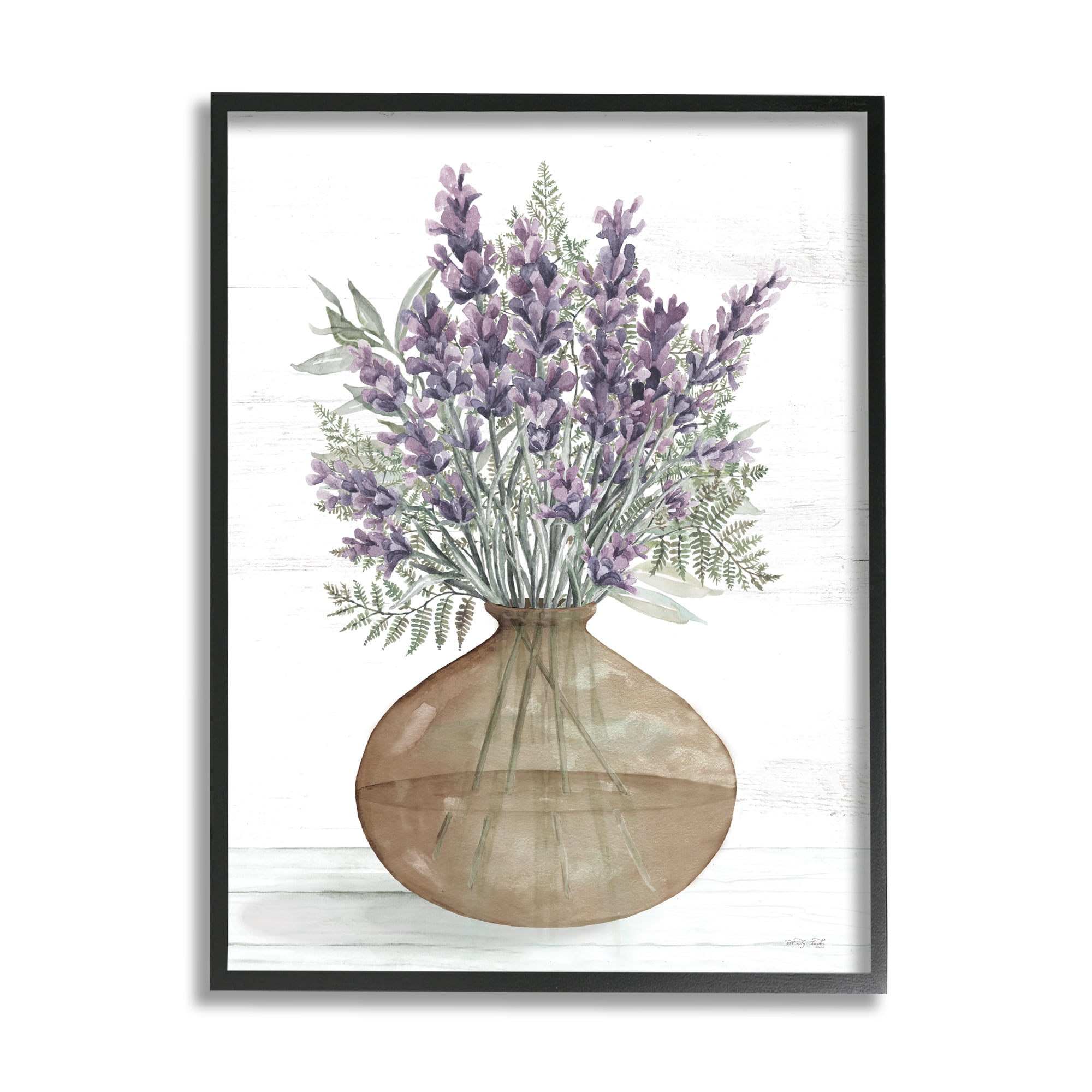Stupell Lavender & Fern Herbs Bouquet Botanical & Floral Painting Black Framed Art Print Wall Art
