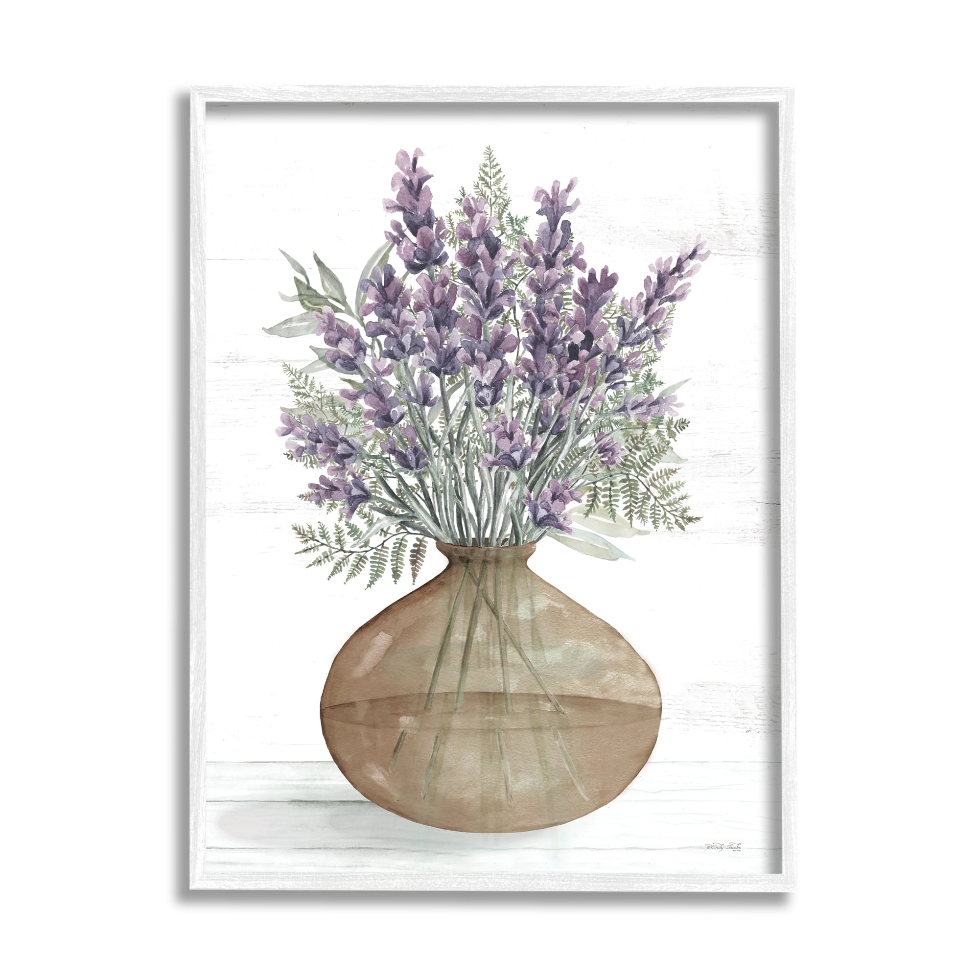Stupell Lavender & Fern Herbs Bouquet Botanical & Floral Painting White Framed Art Print Wall Art
