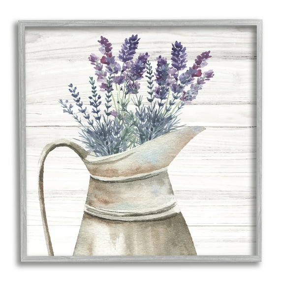 Stupell Lavender Sprigs Country Gardening Botanical & Floral Painting Gray Framed Art Print Wall Art