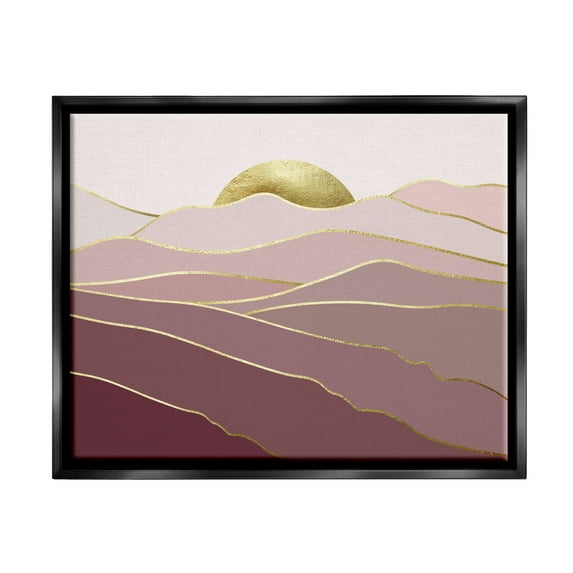 Stupell Layered Pink Glam Mountain Peaks Landscape Painting Black Floater Framed Art Print Wall Art