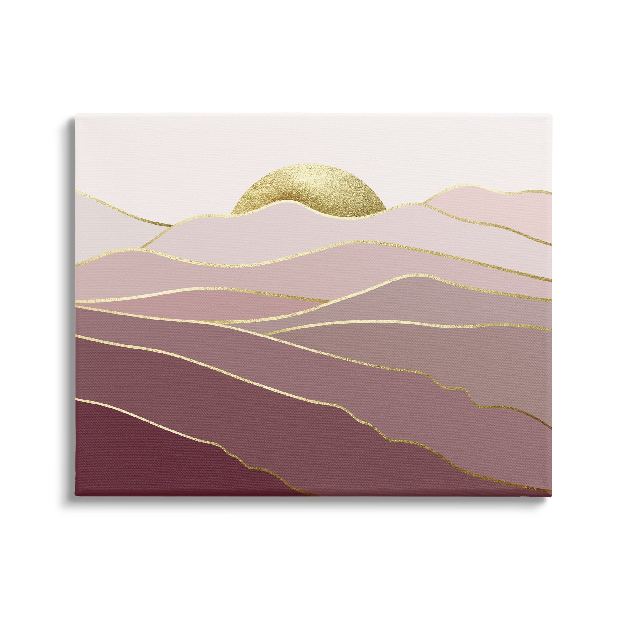 Stupell Layered Pink Glam Mountain Peaks Landscape Painting Gallery Wrapped Canvas Print Wall Art
