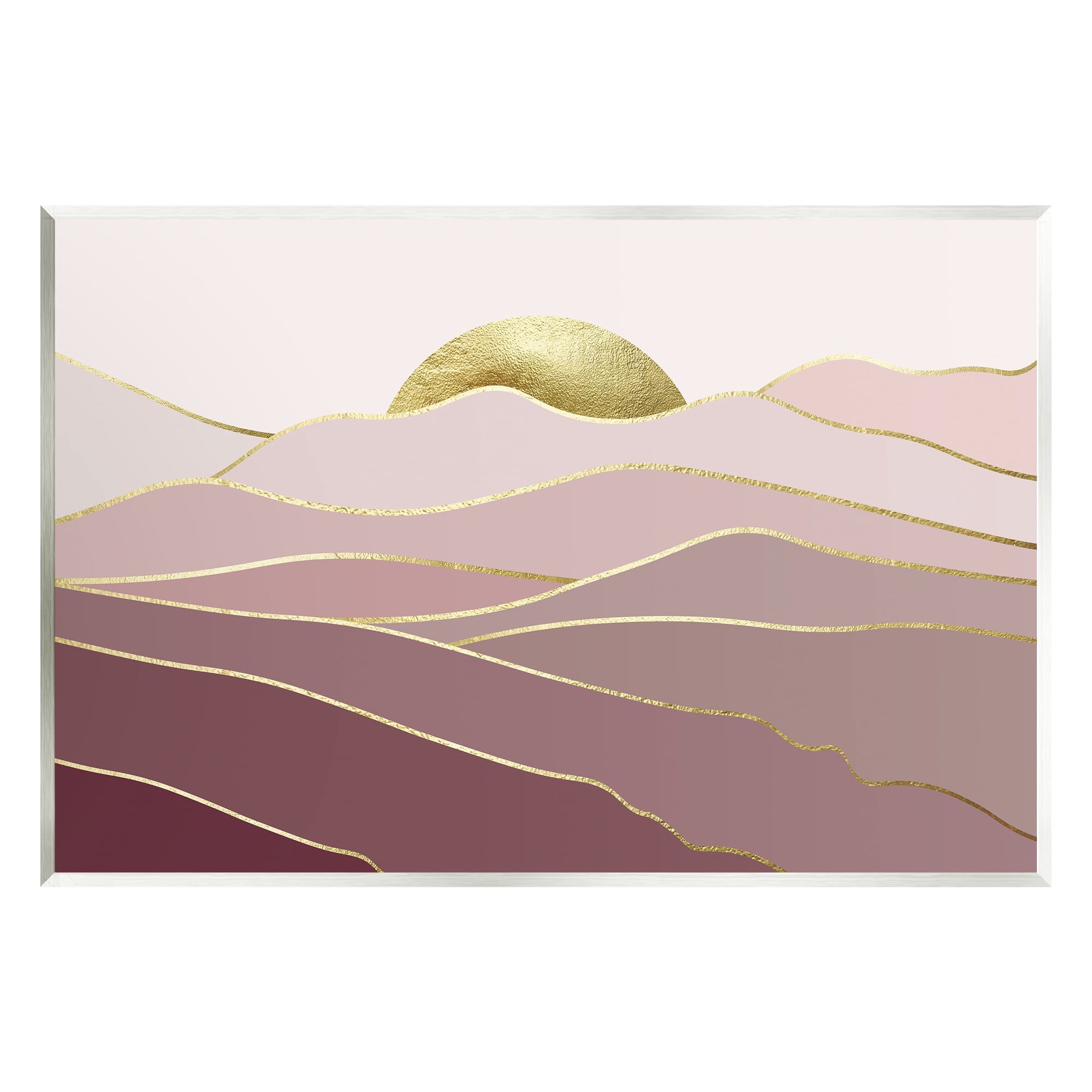 Stupell Layered Pink Glam Mountain Peaks Landscape Painting Wall Plaque Unframed Art Print Wall Art