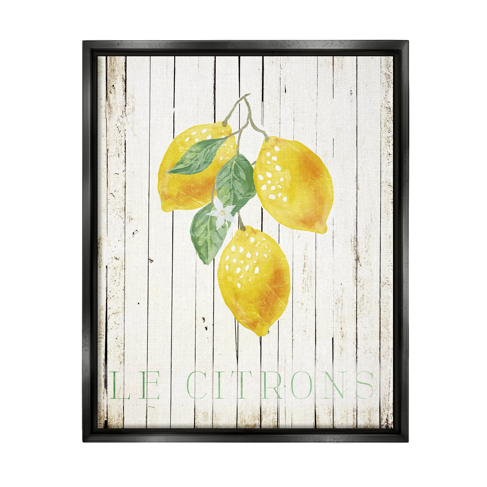 Stupell Le Citrons Lemon Fruits Rustic Food & Beverage Painting Black Floater Framed Art Print Wall Art