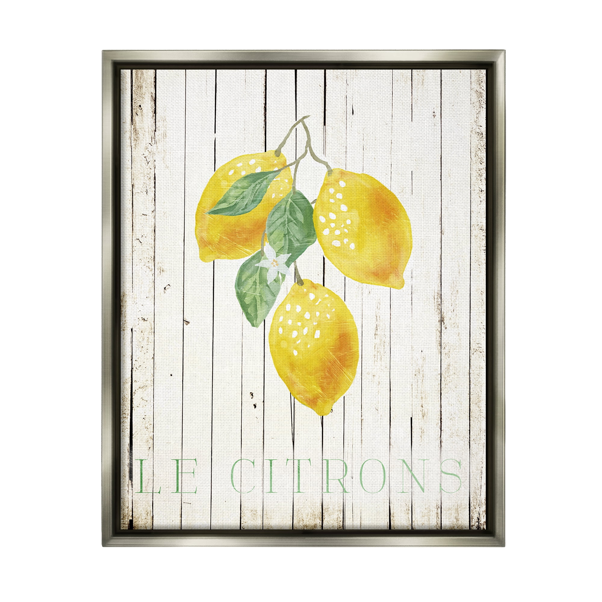 Stupell Le Citrons Lemon Fruits Rustic Food & Beverage Painting Gray Floater Framed Art Print Wall Art