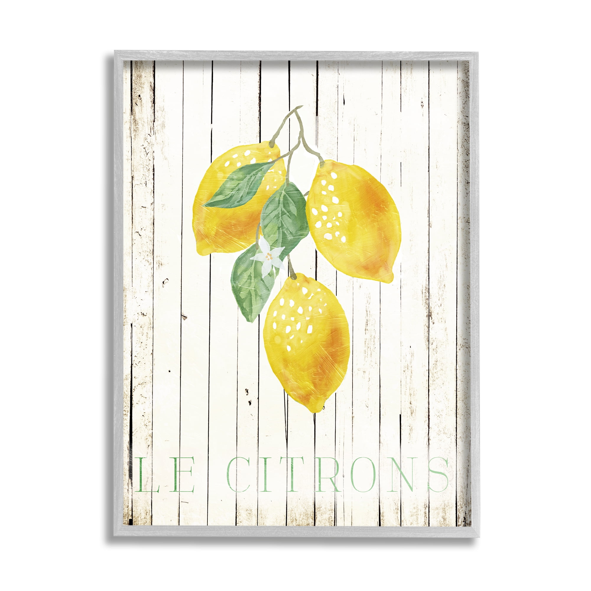 Stupell Le Citrons Lemon Fruits Rustic Food & Beverage Painting Gray Framed Art Print Wall Art