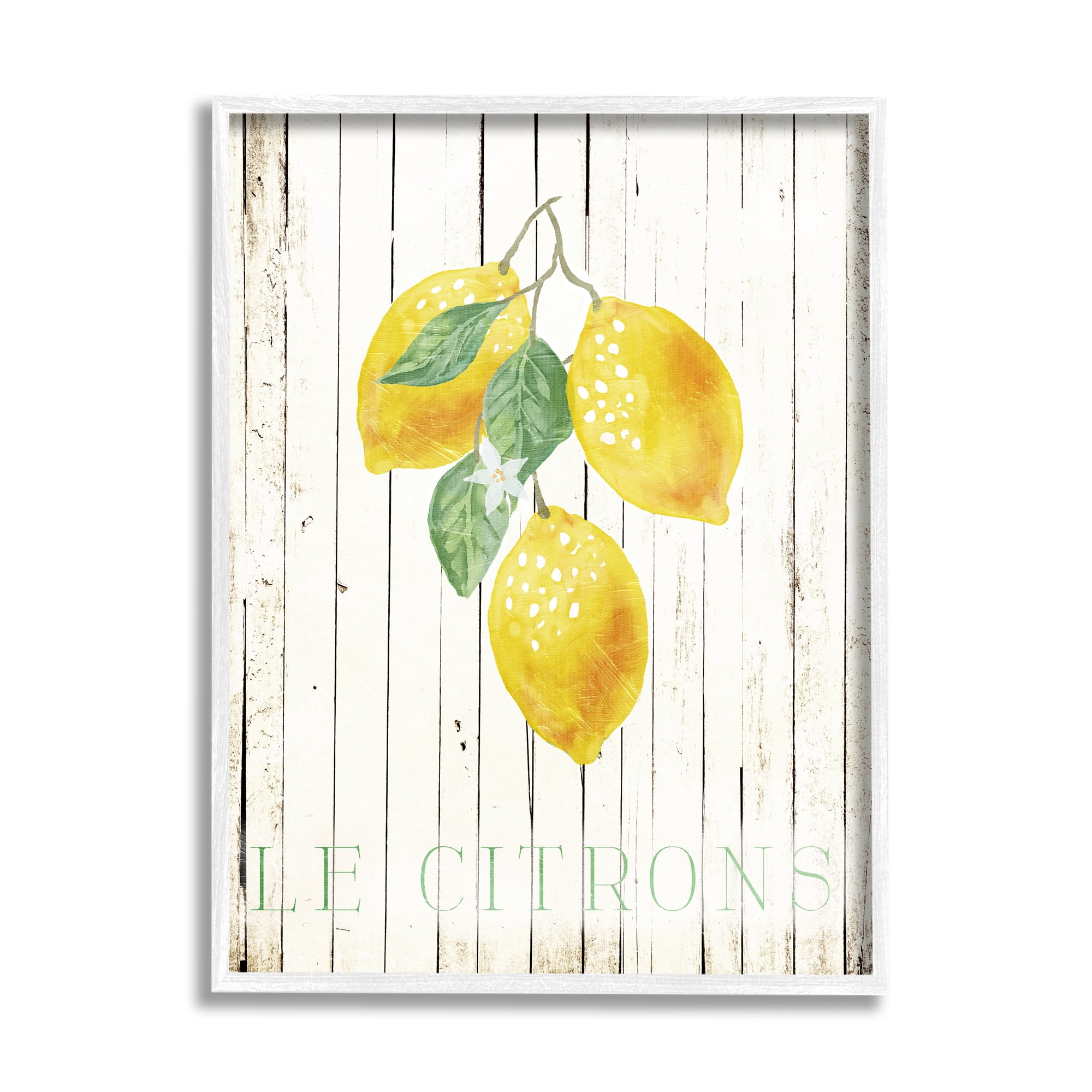 Stupell Le Citrons Lemon Fruits Rustic Food & Beverage Painting White Framed Art Print Wall Art