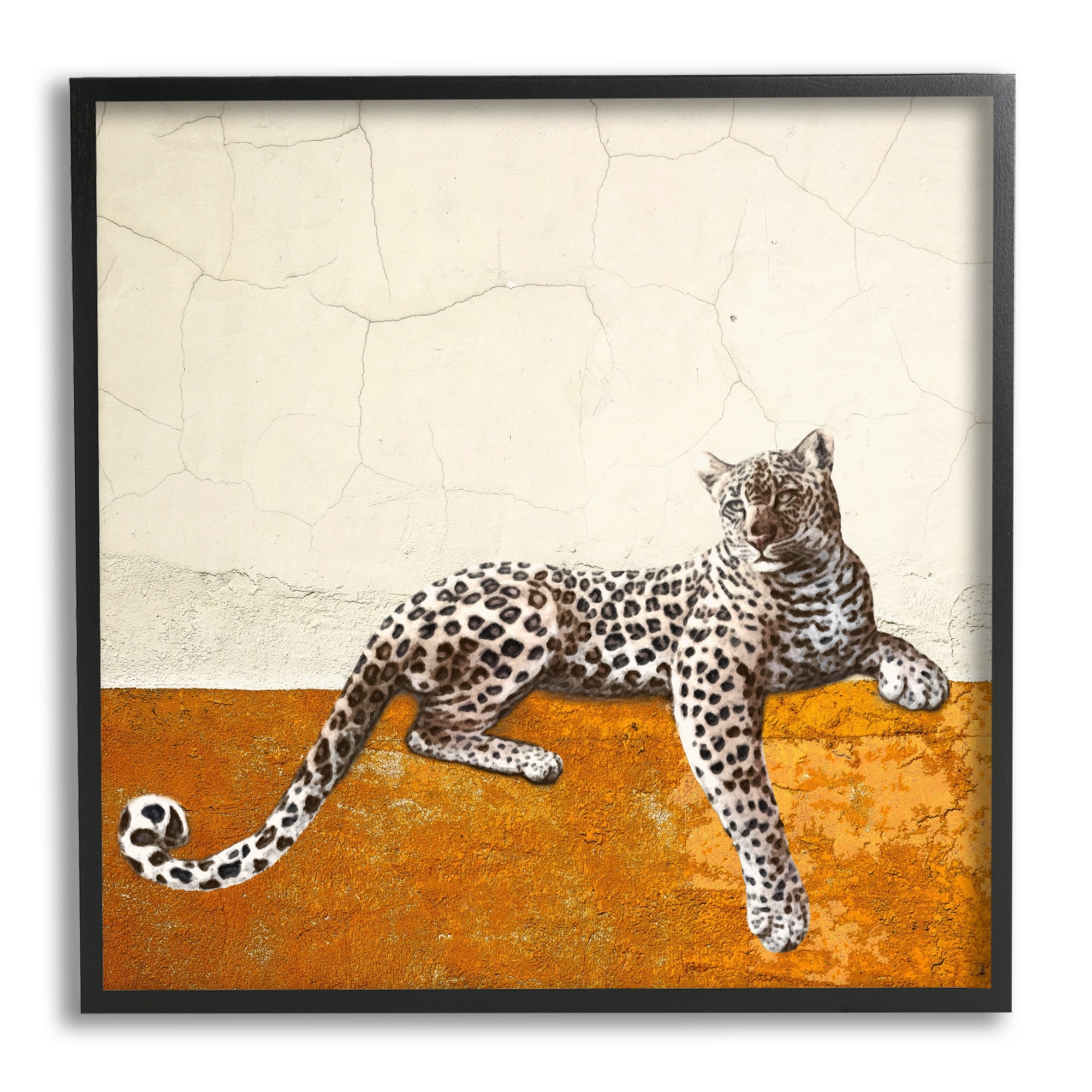Stupell Leopard Wildlife Geometric Animal Animals & Insects Painting Black Framed Art Print Wall Art