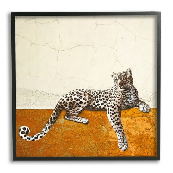 Stupell Leopard Wildlife Geometric Animal Animals & Insects Painting Black Framed Art Print Wall Art