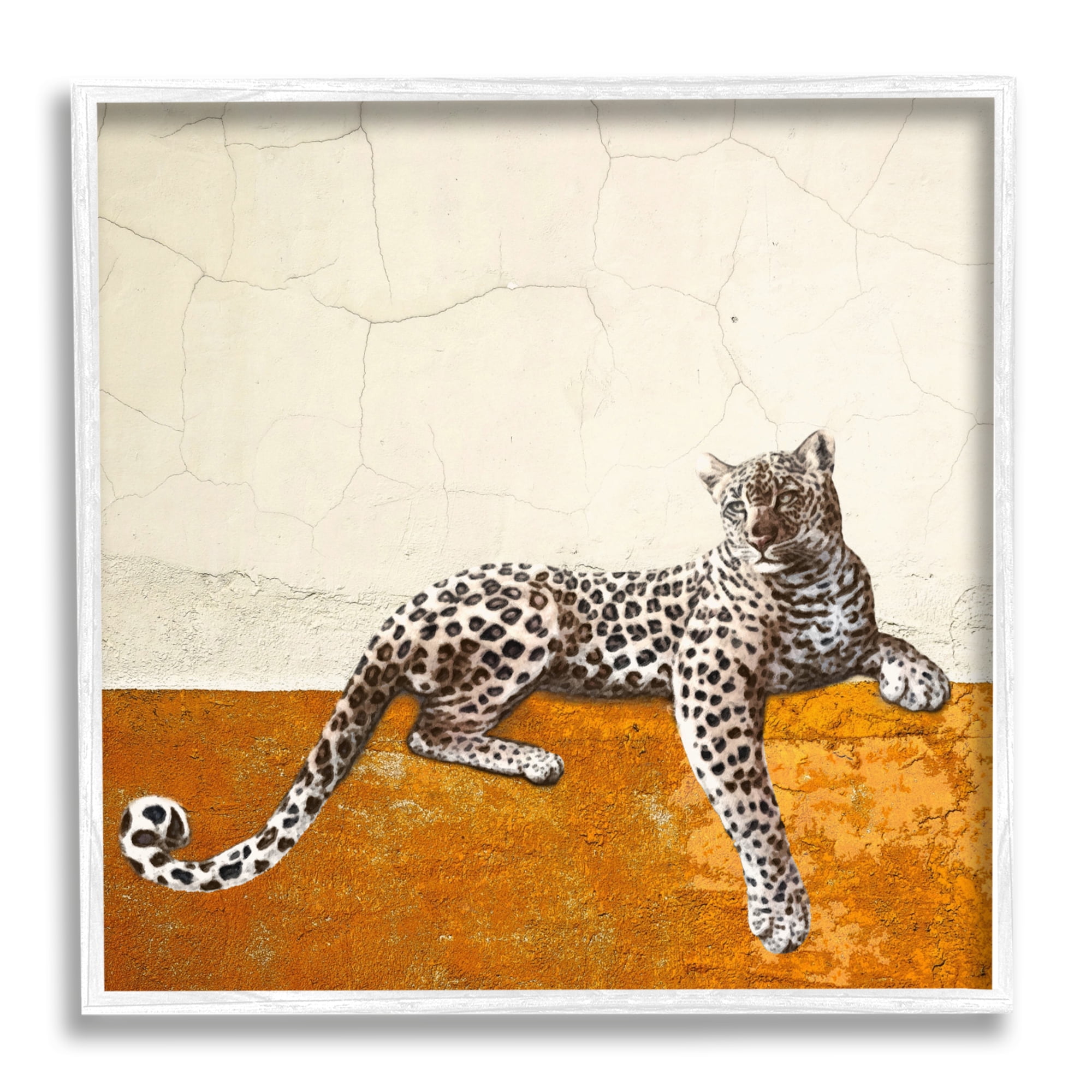 Stupell Leopard Wildlife Geometric Animal Animals & Insects Painting White Framed Art Print Wall Art
