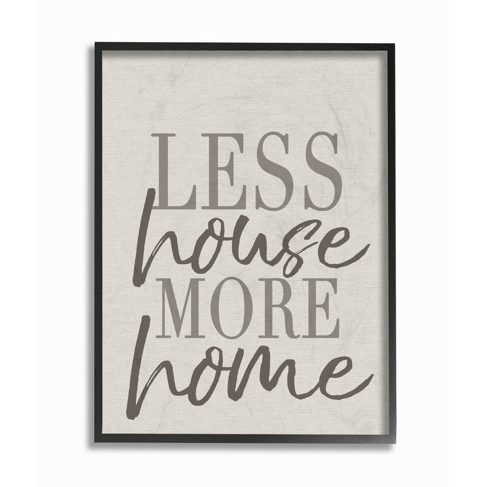 Stupell  Less House More Home Typography Framed Giclee Texturized Art 11 x 14