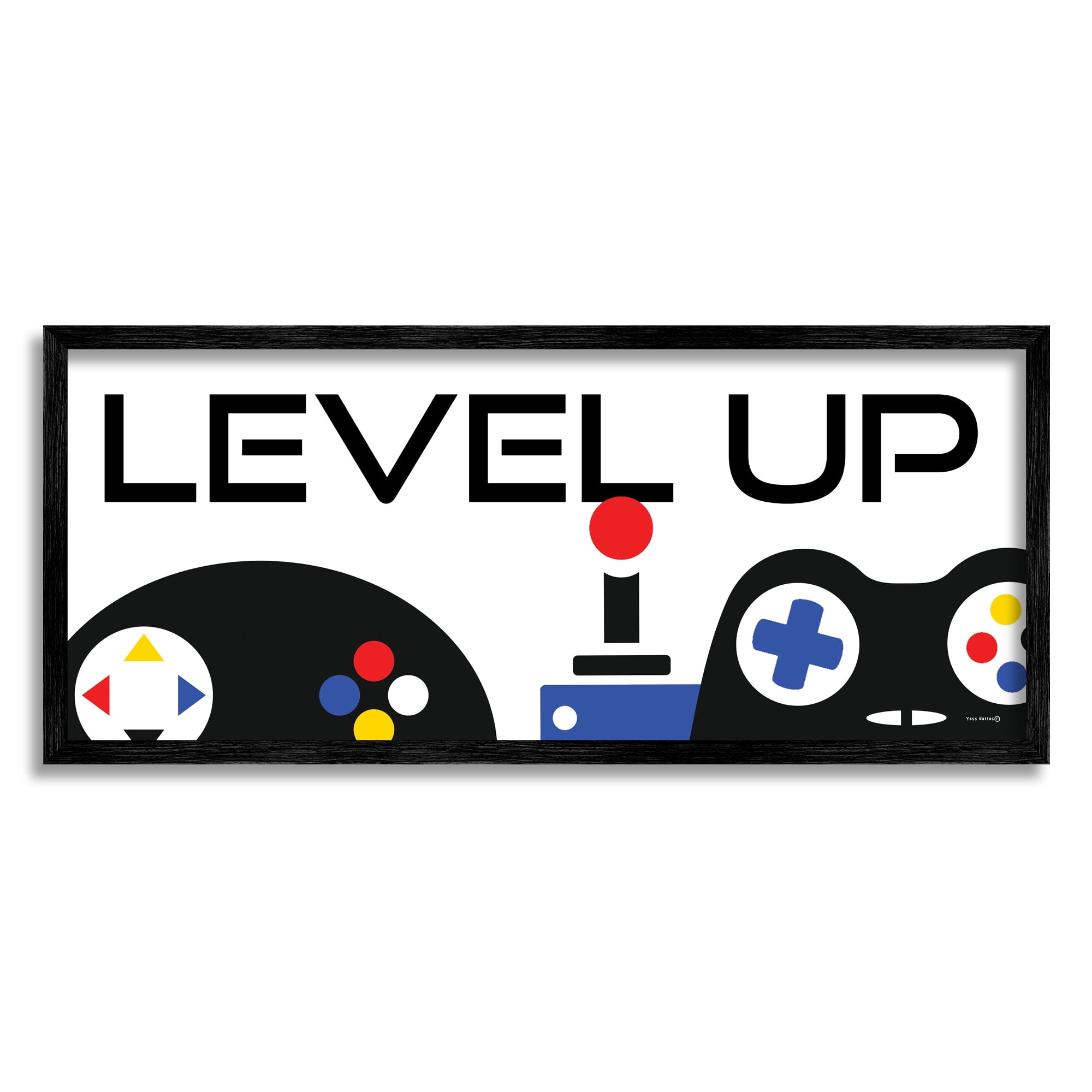 Stupell Level Up Varied Gaming Controllers Beauty & Fashion Painting Black Framed Art Print Wall Art
