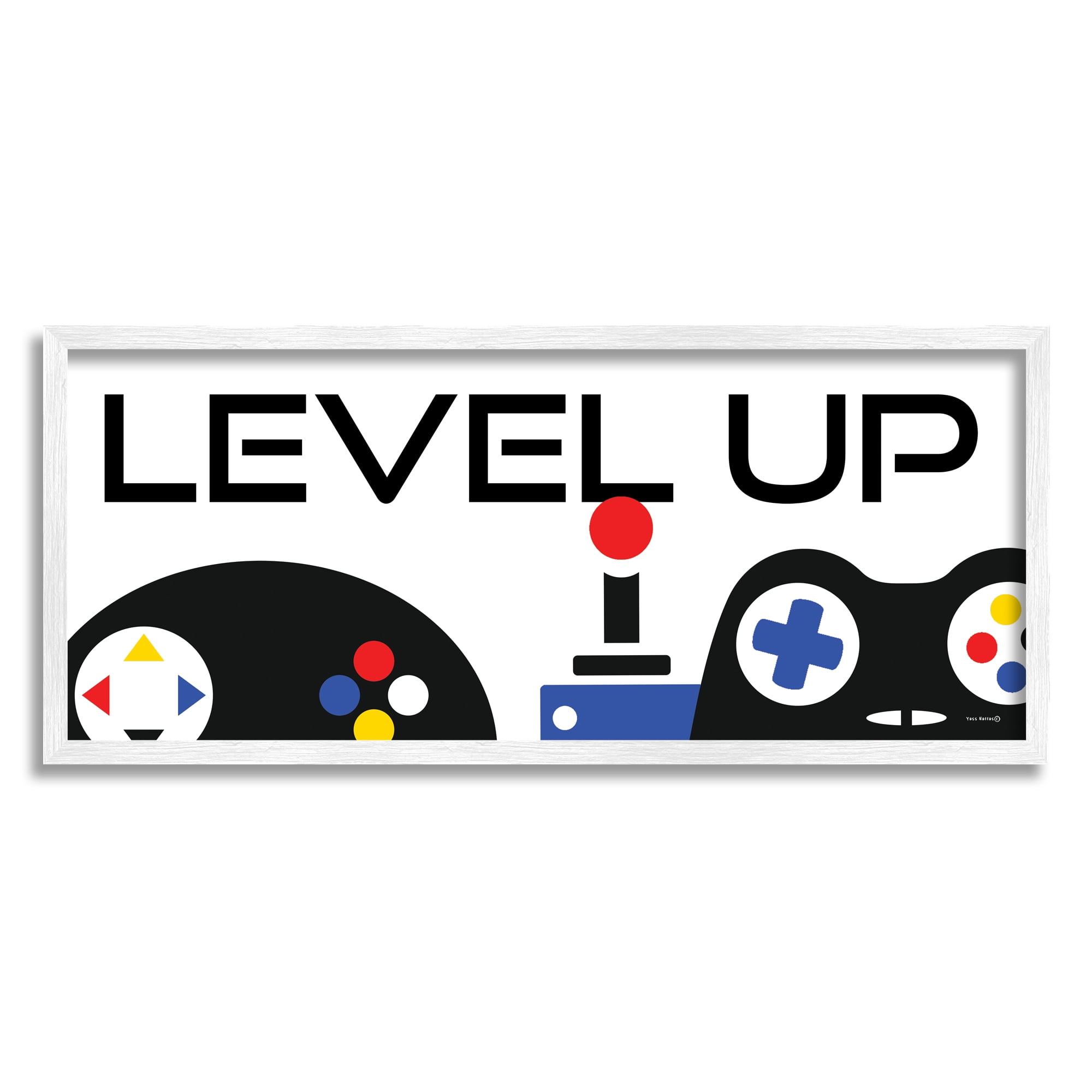 Stupell Level Up Varied Gaming Controllers Beauty & Fashion Painting White Framed Art Print Wall Art