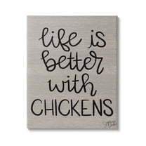 Stupell Life Better With Chickens Farmhouse Inspirational Painting Gallery Wrapped Canvas Print Wall Art