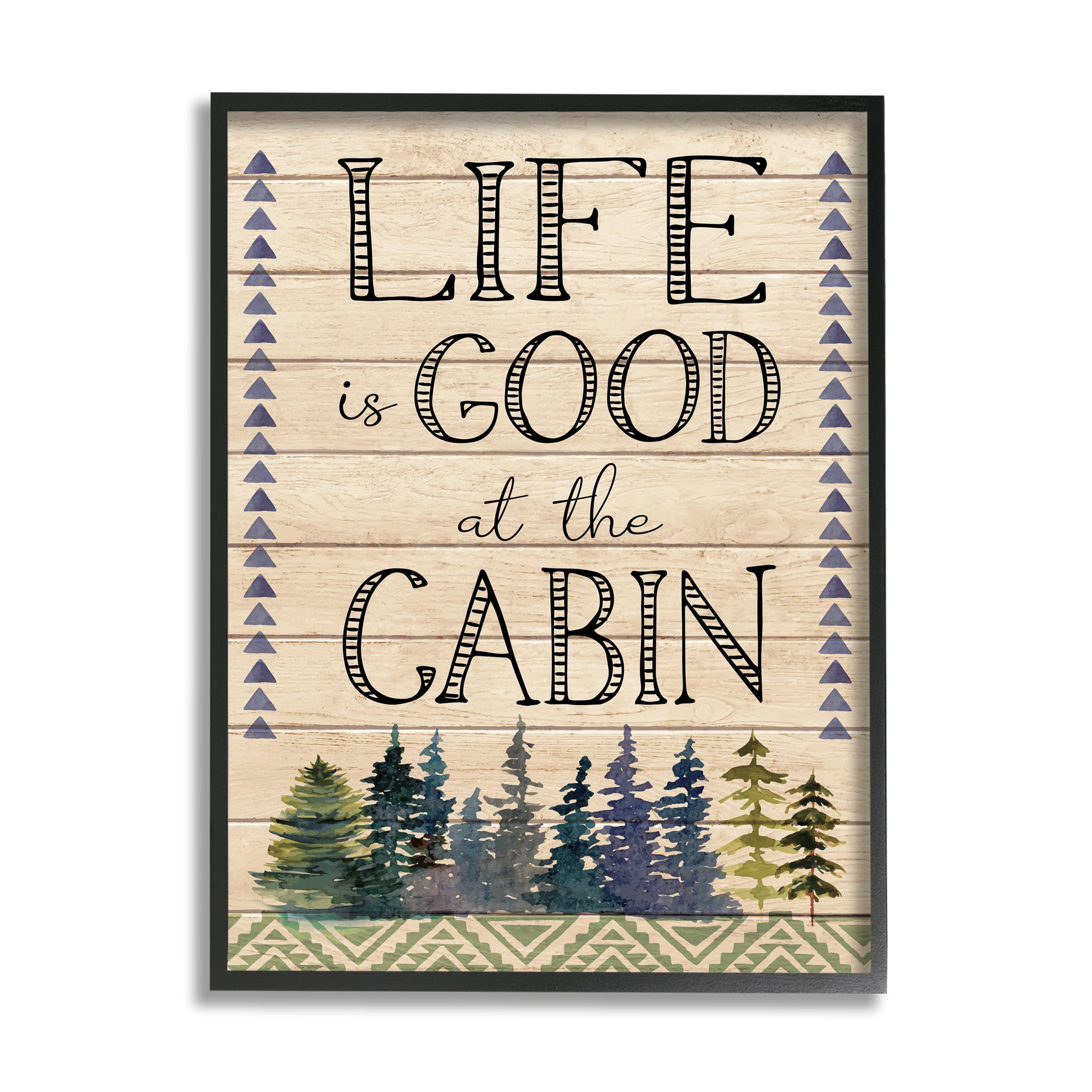 Stupell Life Good At The Cabin Geometric Typography Painting Black Framed Art Print Wall Art