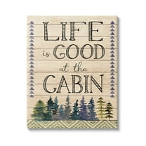 Stupell Life Good At The Cabin Geometric Typography Painting Gallery Wrapped Canvas Print Wall Art