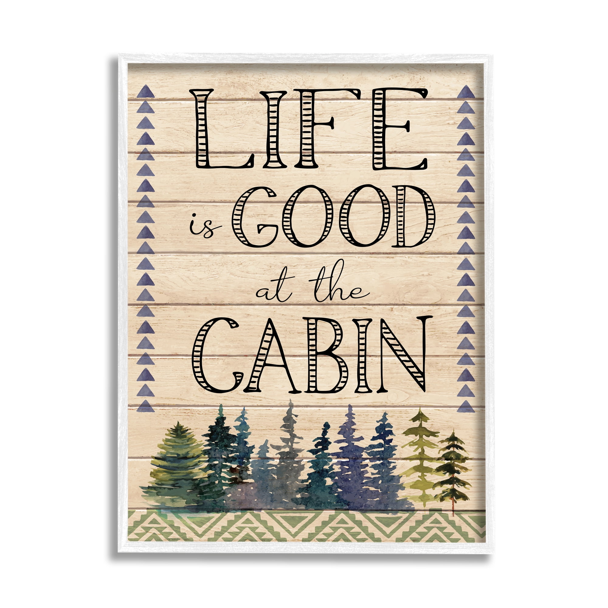 Stupell Life Good At The Cabin Geometric Typography Painting White Framed Art Print Wall Art