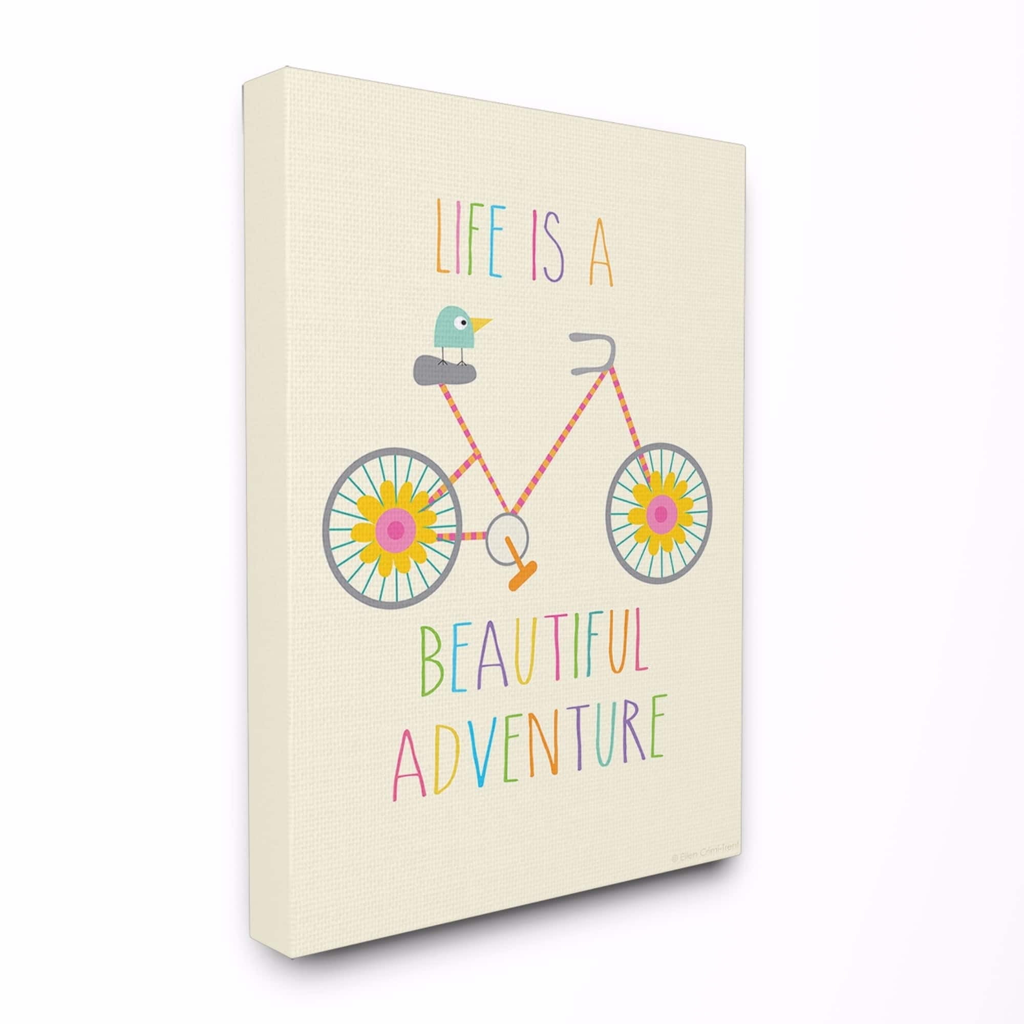 Stupell Life Is A Beautiful Adventure Bird On Bike Canvas Art, 16 x 20