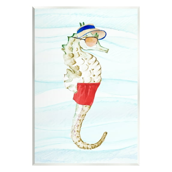 Stupell Lifeguard Seahorse Funny Nautical Landscape Painting Wall Plaque Unframed Art Print Wall Art