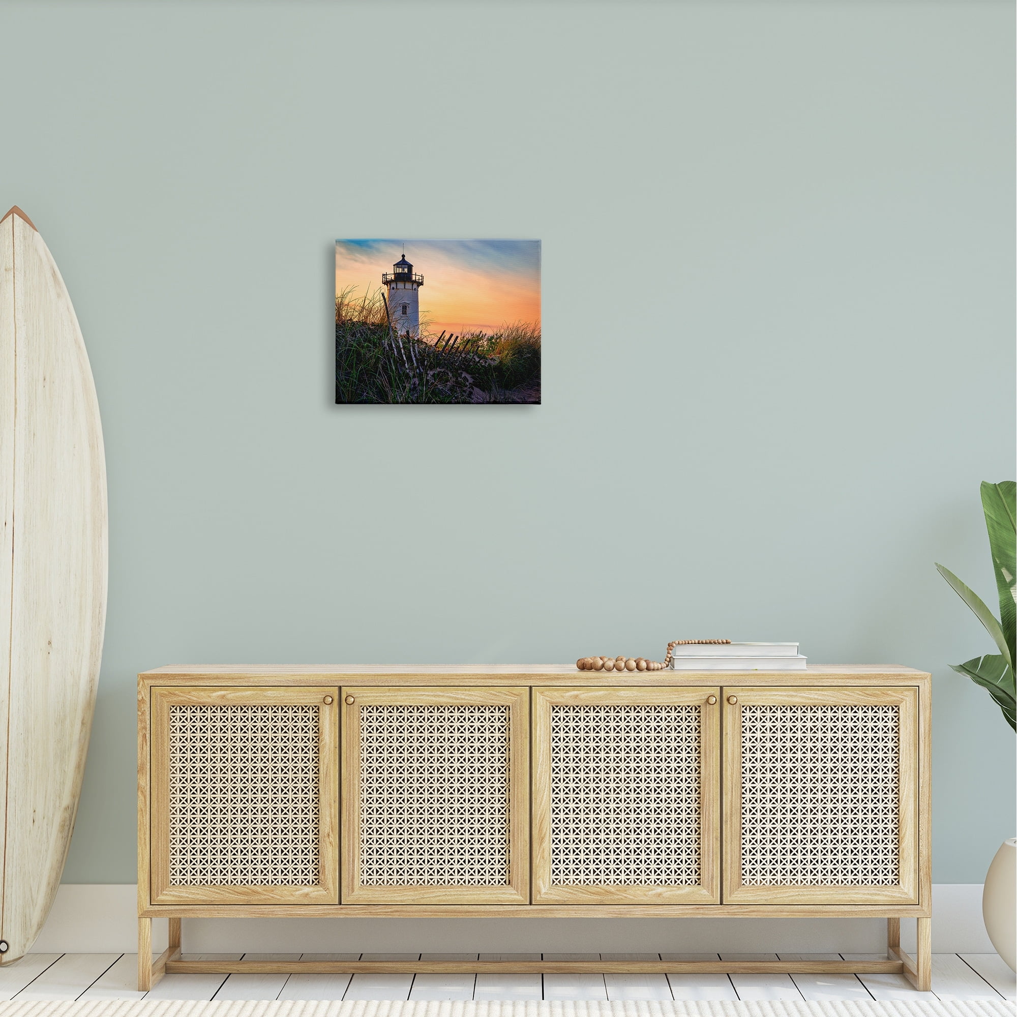 Stupell Lighthouse Sunset Coastal Nature Landscape Photography Gallery Wrapped Canvas Print Wall Art