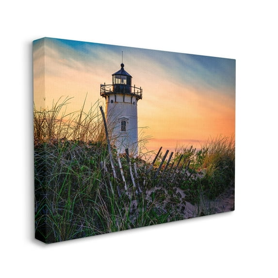 Stupell Lighthouse Sunset Coastal Nature Landscape Photography Gallery Wrapped Canvas Print Wall Art