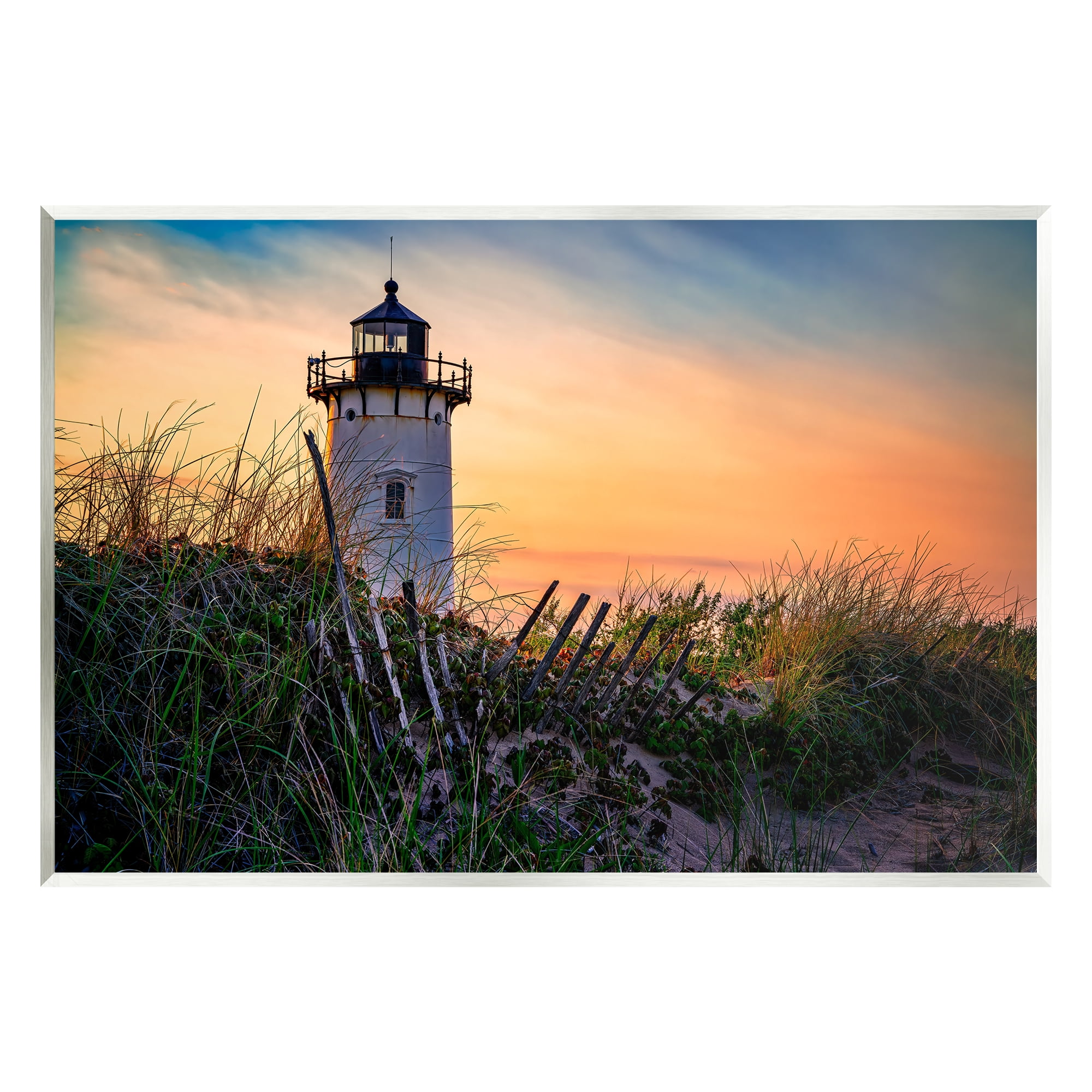 Stupell Lighthouse Sunset Coastal Nature Landscape Photography Wall Plaque Unframed Art Print Wall Art