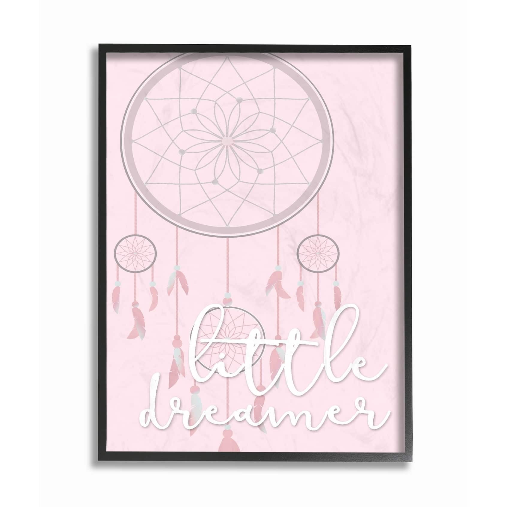 Stupell Little Dreamer Catcher Pink Framed Giclee Texture Art 11 x 14