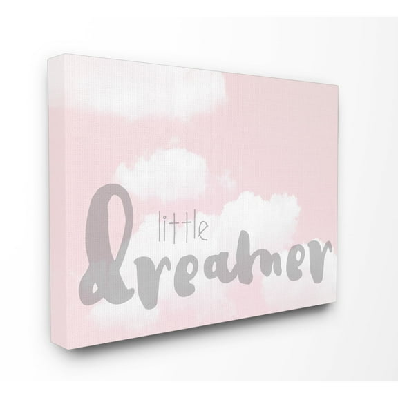 Stupell Little Dreamer Typography Pink Clouds Stretched Canvas Wall Art, 16 x 1.5 x 20