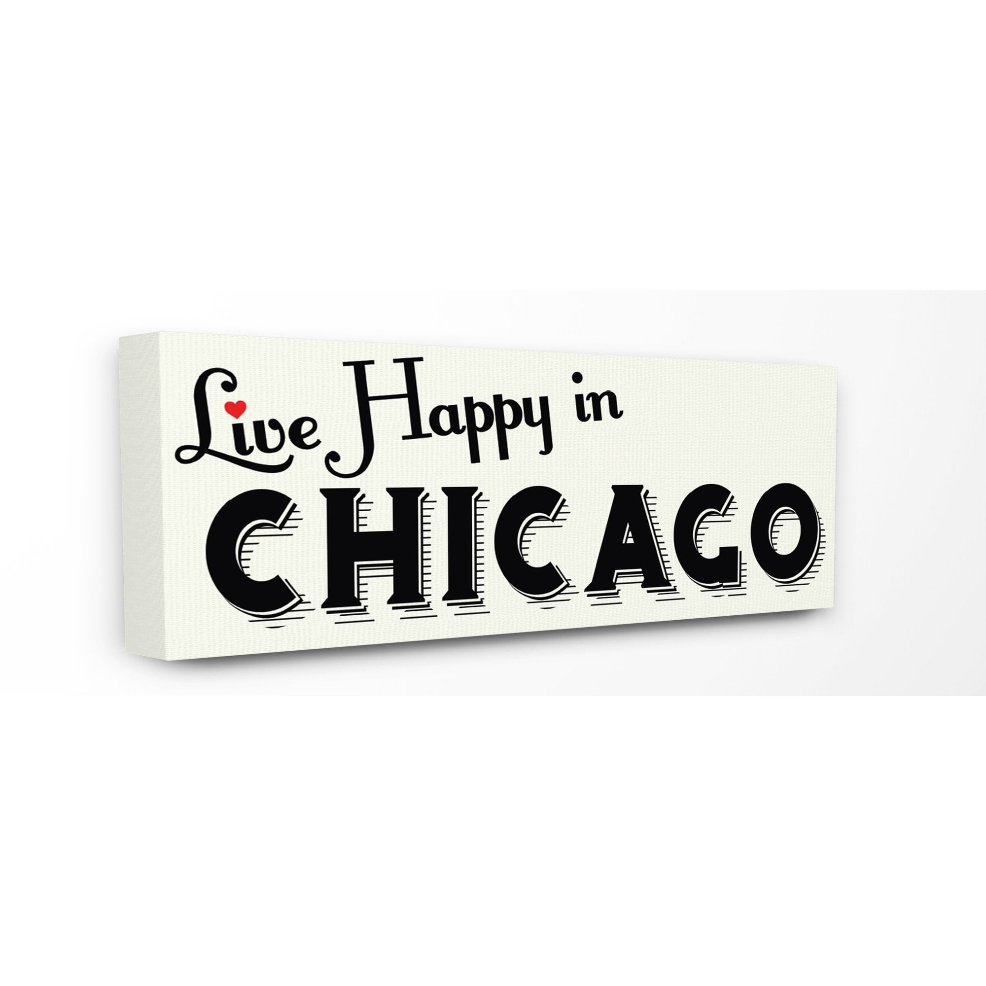 Stupell Live Happy In Red Heart Typography, Canvas, 10 x 1.5 x 24, A - Multi-color 13 x 30