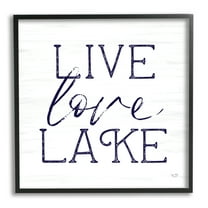 Stupell Live Love Lake Rustic Nautical Landscape Painting Black Framed Art Print Wall Art