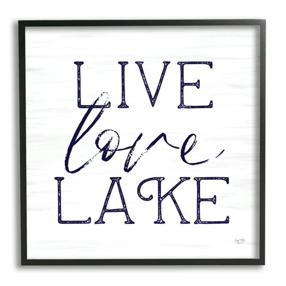 Stupell Live Love Lake Rustic Nautical Landscape Painting Black Framed Art Print Wall Art